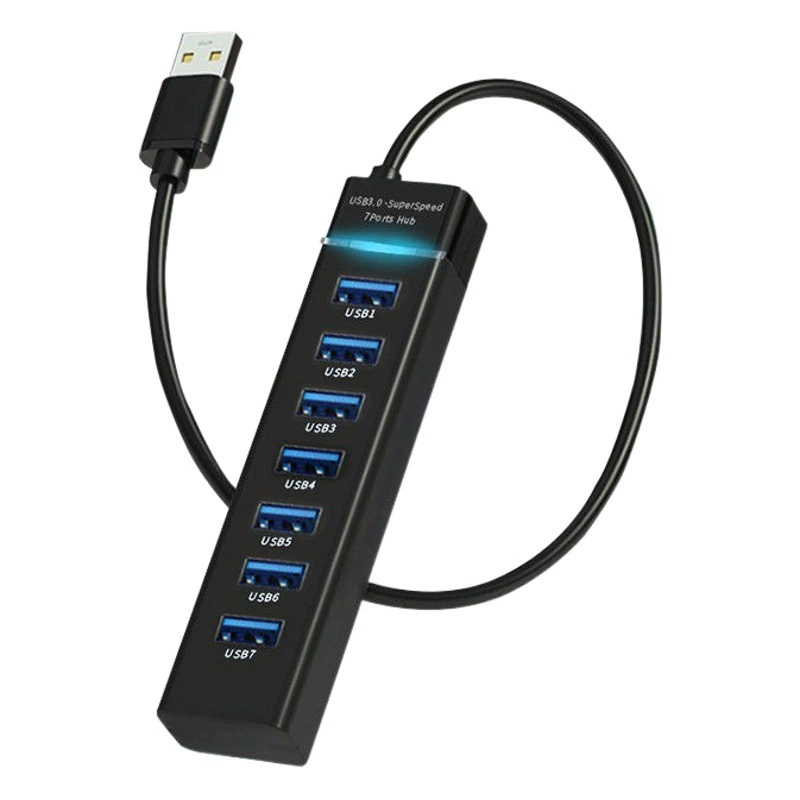7-портовый концентратор 3.0, USB-разветвитель 3.0, длина кабеля 1.2m метров, высокоскоростная загрузка, мультиинтерфейс