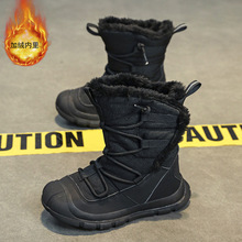 跨境儿童雪地靴冬季加绒加厚长筒棉靴户外保暖纯色男女童棉鞋外贸