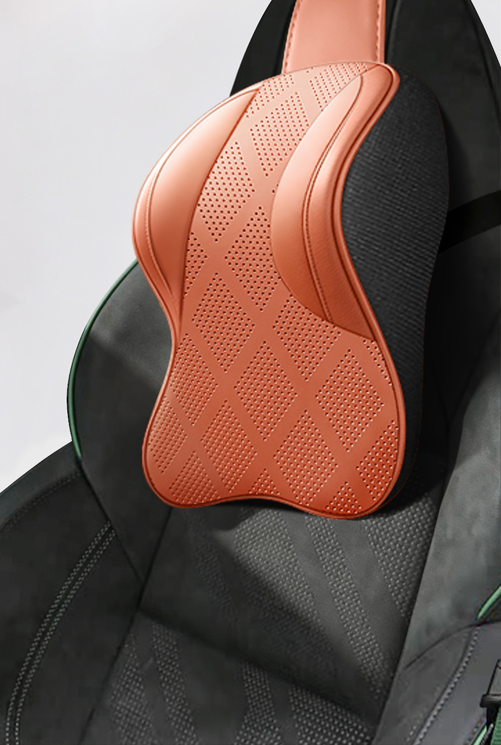 Cross-border car headrest, neck support pillow, integrated sports seat, adjustable neck pillow with vertical straps, leather car pillow