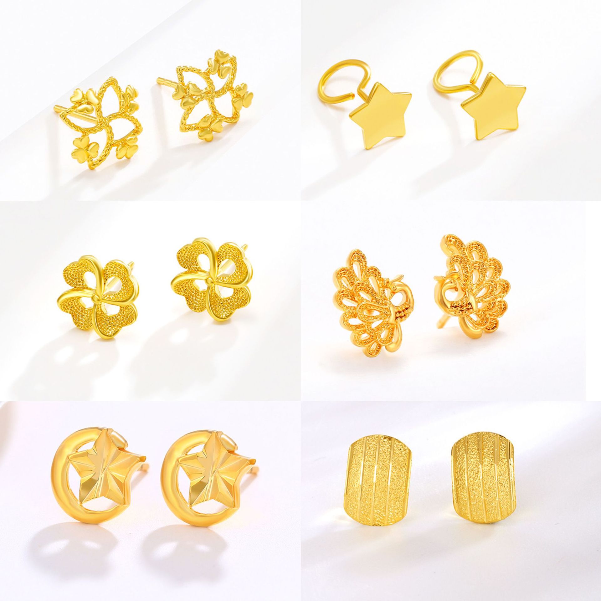 Pendientes de Botón Xuping, Modernos, Chapados en Oro, Simples, Versátiles, Exquisitos, Sin Circonitas, Joyería al por Mayor Transfronteriza