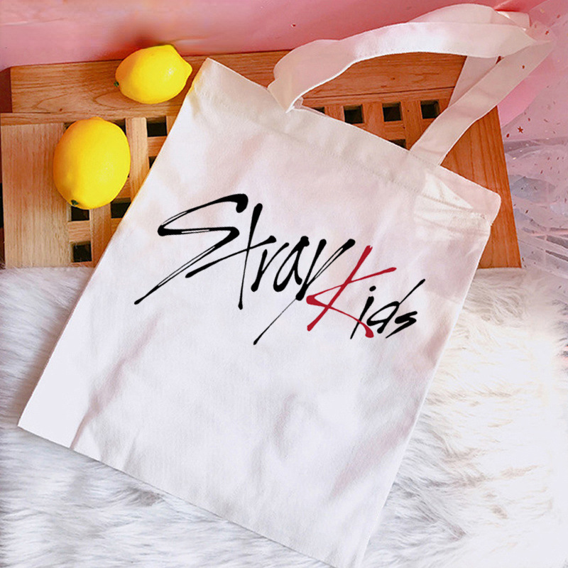 Transfronteriza Venta caliente Stray Kids Skzoo periférico impreso lienzo bolsa de hombro bolsa plegable bolso de compras