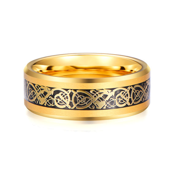 Tungsten gold men's ring trendy men's high-level sense of personality single wide dragon ring tungsten steel trendy brand index finger high street does not fade