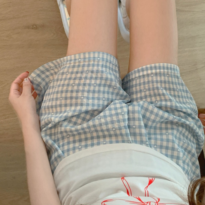 Nuevos pantalones caseros de verano lindos y dulces pantalones cortos casuales delgados de algodón casero de mujeres de tela de dibujos animados comercio exterior al por mayor