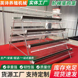 三层四层阶梯式蛋鸡笼子绿槽白槽鸡笼加厚镀锌多层蛋鸡养殖笼
