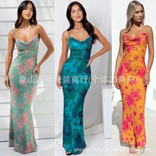 亚马逊SHEIN欧美连衣裙dress爆款气质优美法式复古女装跨境棉绸