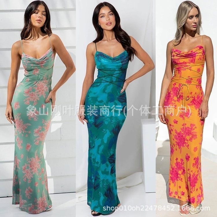亚马逊SHEIN欧美连衣裙dress爆款气质优美法式复古女装跨境棉绸