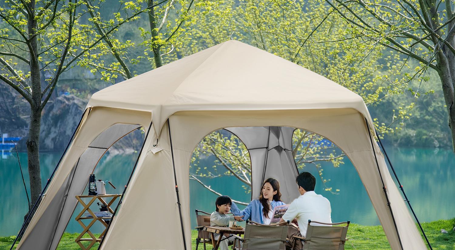 Vinyl Quick-Open No-Setup Dome Tent Outdoor Camping Gear Sun Protection Rainproof Canopy Stormproof