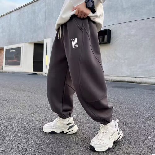Men's Padded Corduroy Winter Thick Medium and Large Children's Loose Matchable Casual Trendy Sport Pants