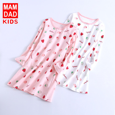 children Nightdress Long sleeve Autumn and winter Mom and Dad girl pajamas cotton material Parenting baby Home Furnishings Air conditioning service