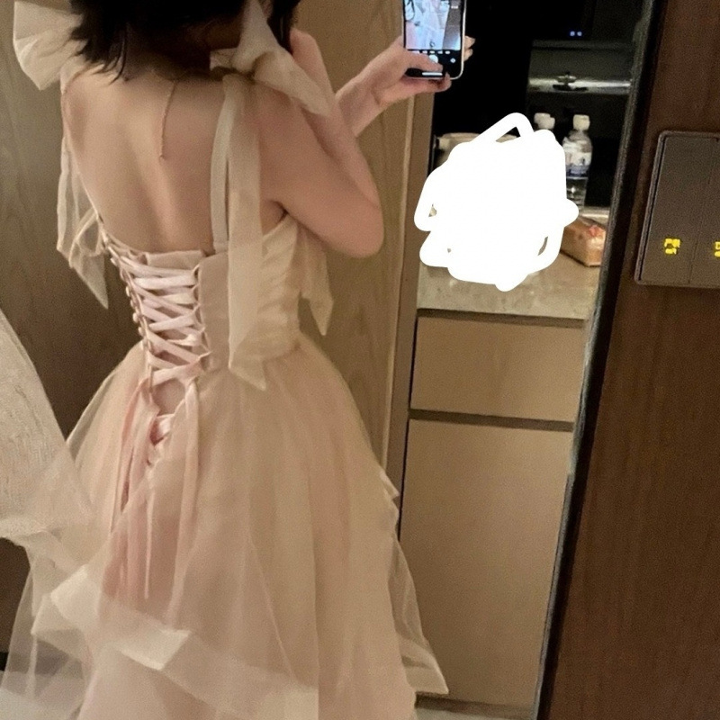 Serata rosa per donne, lusso di alta gamma, abito da sposa di nicchia per compleanni, stile francese per adulti, abito da brindisi da principessa in fuga_voghion.com