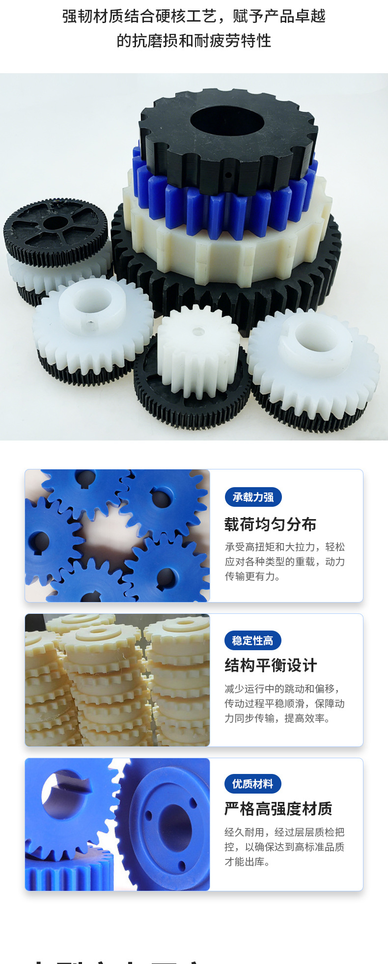 Customized Precision Plastic Spur Gears, Nylon Processing Parts, Chain Pulleys, Cnc Processing Wear-Resistant Nylon Gears