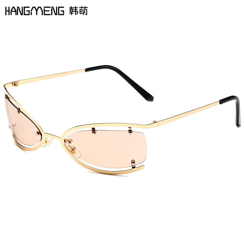  Personalized Metal Cat Eye Sunglasses for Women Personalized Y2K Future Technology Style Sunglasses for Men Half Frame Sunglasses Trend