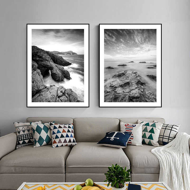 Modern minimalist living room wall art, vintage atmosphere wall painting, black and white landscape, New York street photography decorative painting