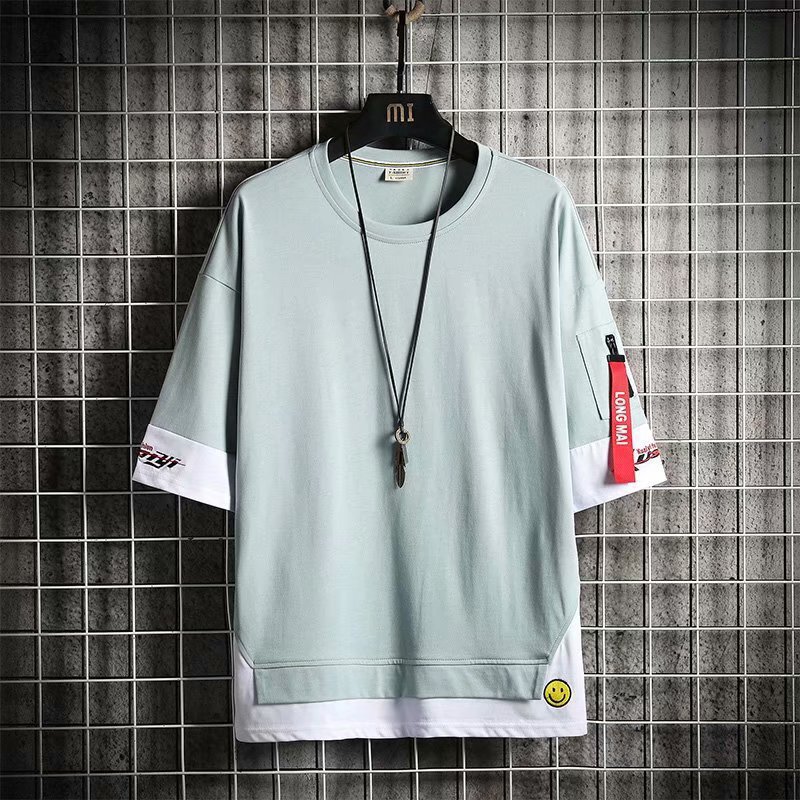 Hong Kong Style Ins Half-sleeved T-shirt Short-sleeved Men's Solid Color Loose Summer Fashionable Korean Style Fashion Brand Half-sleeved Men's T-shirt Hong Kong Style Ins Half-sleeved T-shirt Short-sleeved Men's Solid Color Loose Summer Fashionable Korean Style Fashion Brand Half-sleeved Men's T-shirt