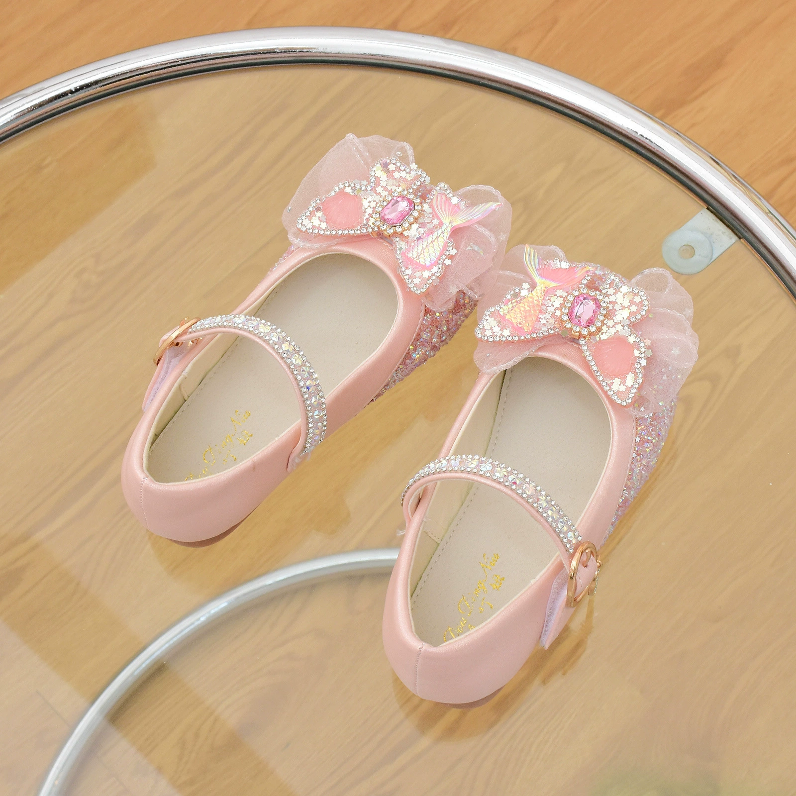 Одиночная обувь для девочек Весенняя осень детская обувь принцессы мягкая подошва Asha хрустальная обувь детская кожаная обувь 2024 новая русалка