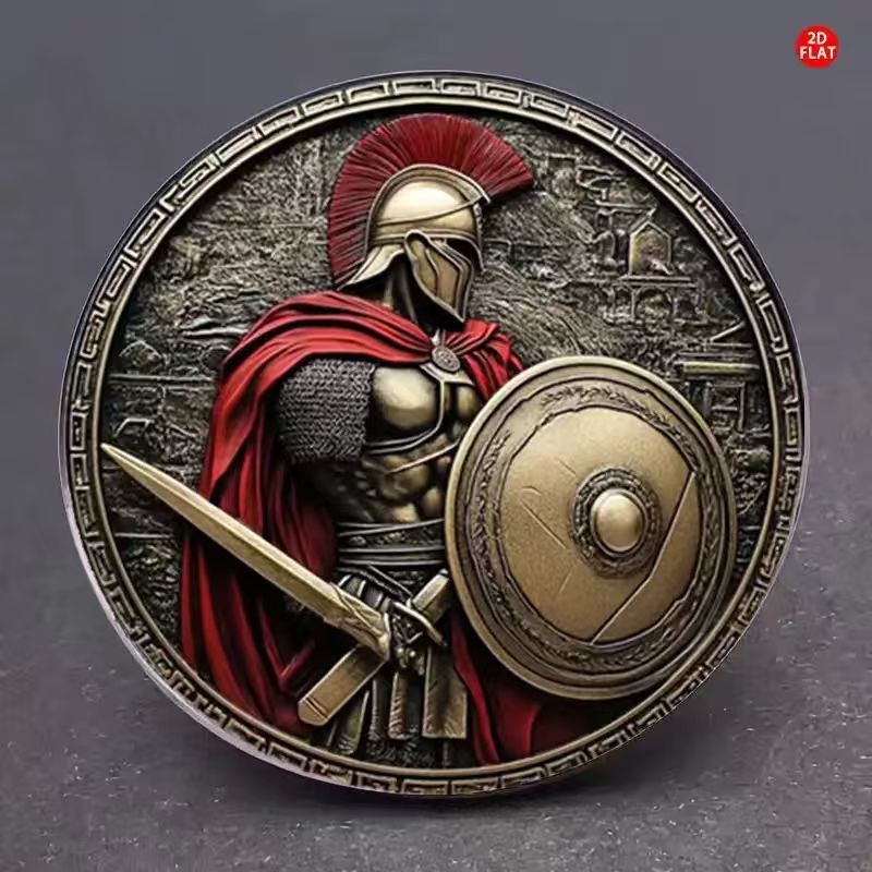 Cross-Border Best-Selling Spartan Greek Warrior Brooch Ancient Greek Spartan Helmet and Red Cloak Accessories