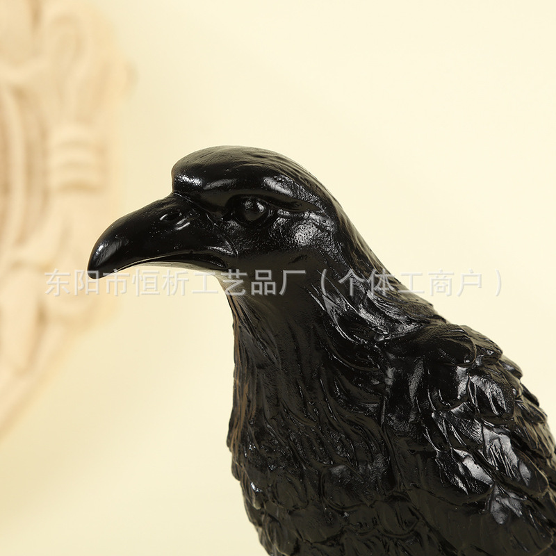 跨境黑色老鹰造型摆件仿真鹰树脂装饰工艺品简约时尚创意桌面摆件|undefined