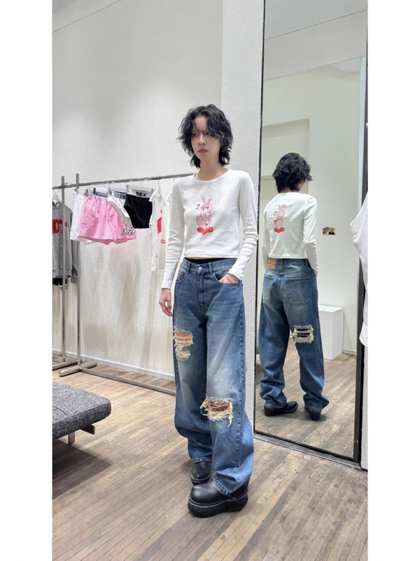 25SS YB开/1折起 小众设计 CB家爱心兔高腰长袖T恤紧身辣妹ins风|undefined