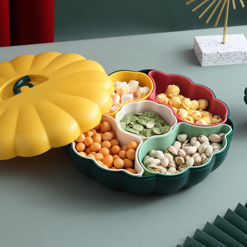 Creativo plato de fruta de calabaza vacaciones sala de estar mesa de café caja de dulces hogar caja de fruta seca año nuevo snack caja de almacenamiento con tapa image 3
