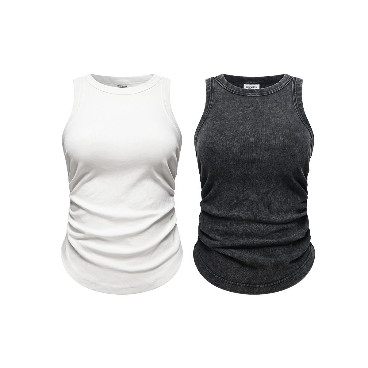 Impresora de marcas| 2024 primavera y verano estilo europeo y americano lavado corto plegado I-back chaleco de mujer caliente en el interior
