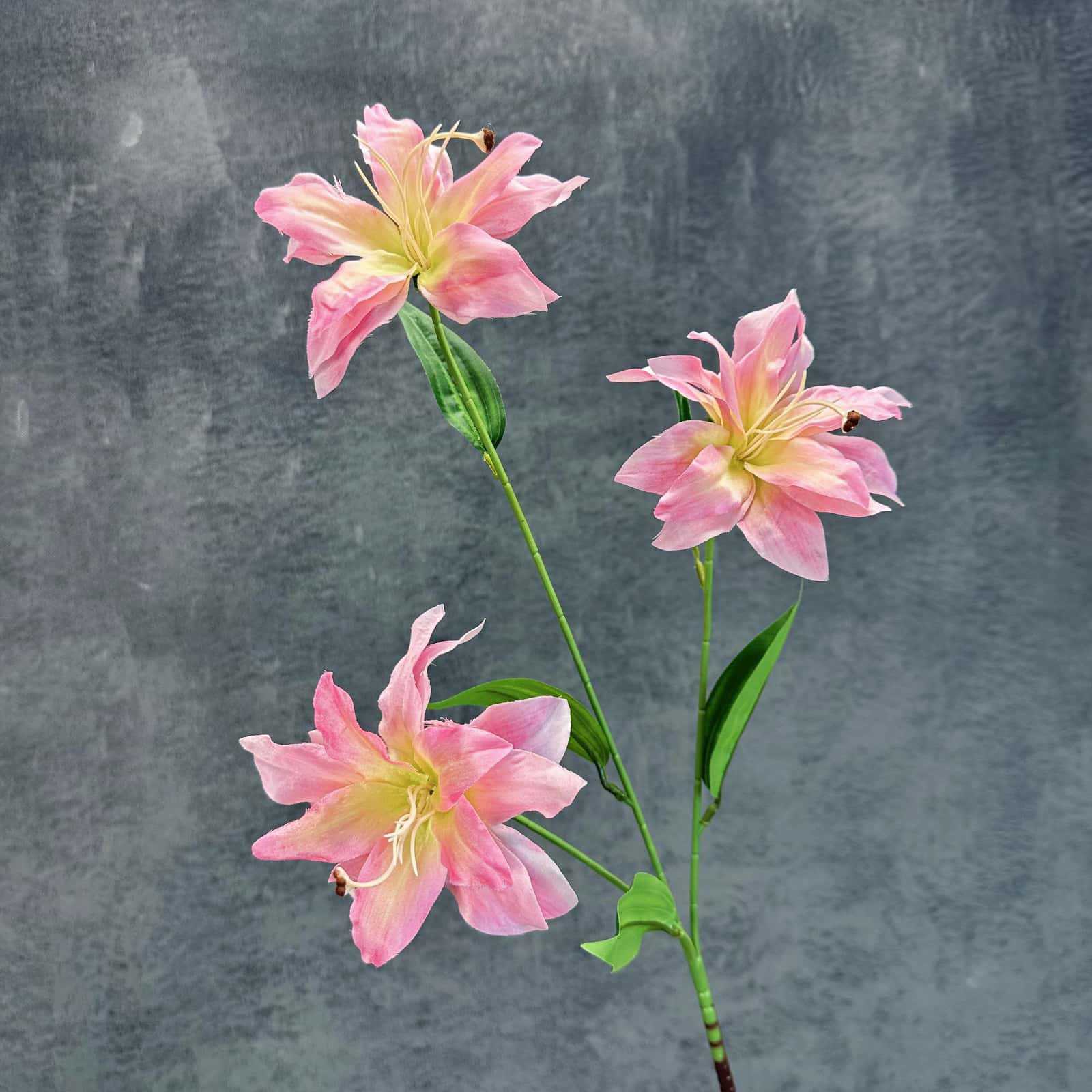Impresión de flores de simulación 3 cabezas lirios decoración del hogar decoración de bodas decoración de flores falsas al por mayor
