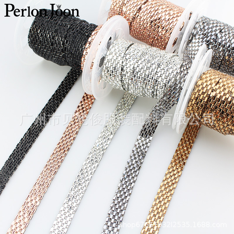 现货外贸款多色一码15mmm宽水钻装饰带烫钻条码衣服鞋包服装辅料