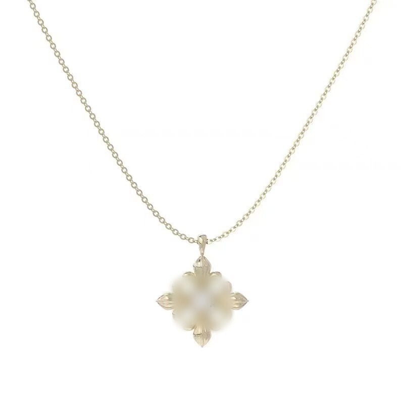 Three Horizontal Lines of Jewelry with the Same Design as the Iris Flower Key Chain, Light Luxury Clavicle Chain, Lace Double-Layer Pearl Sweater Chain, Neck Chain for Women