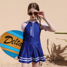 儿童泳衣女童连体中大童青少年2024新款学生泳装套装女夏游泳装备