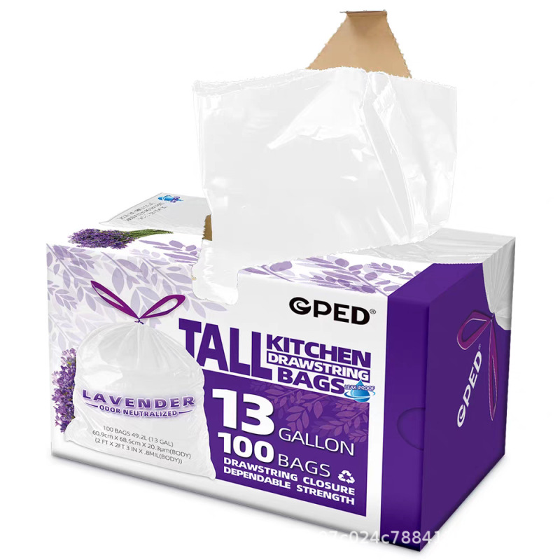 Large Household Garbage Bags with String Closure, Boxed Kitchen Cleaning Bags with Fragrance to Remove Odors, Direct Export and Cross-Border Sales Large Household Garbage Bags with String Closure, Boxed Kitchen Cleaning Bags with Fragrance to Remove Odors, Direct Export and Cross-Border Sales