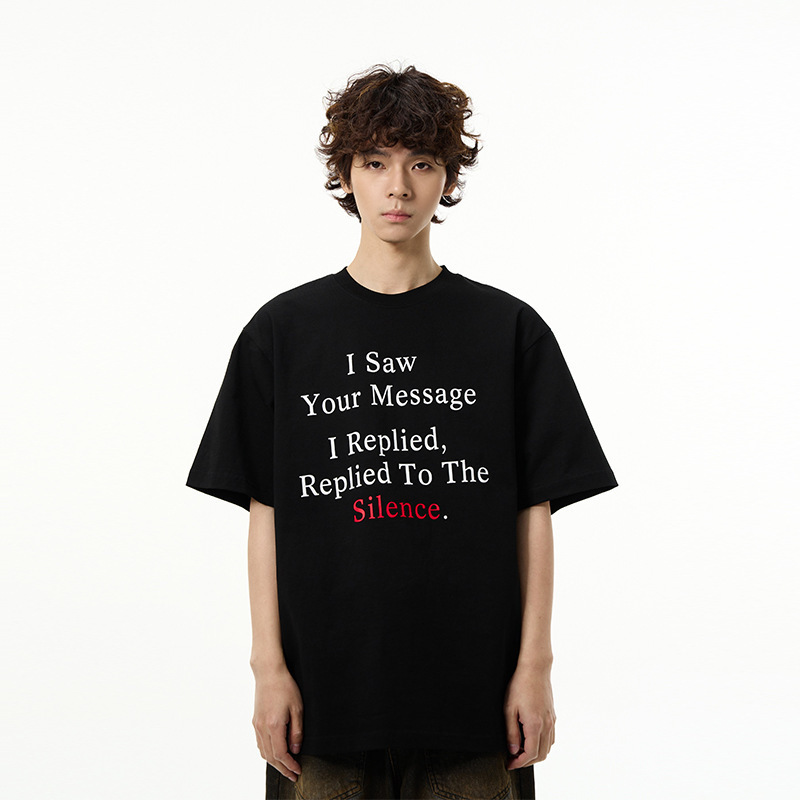 Heavyweight American Retro Slogan Short Sleeve T-Shirt for Men, Trendy Loose Cool Top for Couples