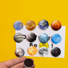 30MM Cosmic Galaxy Jupiter Saturn Mars Crystal Glass Fridge Magnets, Round Home Decorative Magnetic Whiteboard Stickers