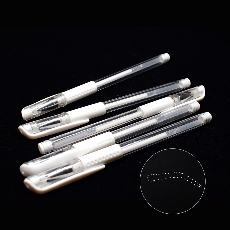 Micro plastic tattoo tattoo waterproof white skin marker white ink eyebrow marking pen white eyebrow positioning pen