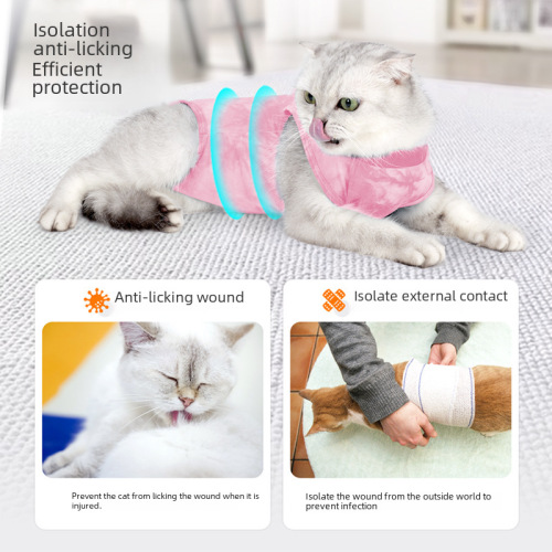 2024 Cat Clothing Cross-border New Cat Neutering Post-surgery Clothing Anti-Licking Breathable Close-fitting One-Click On/Off Cat Suit