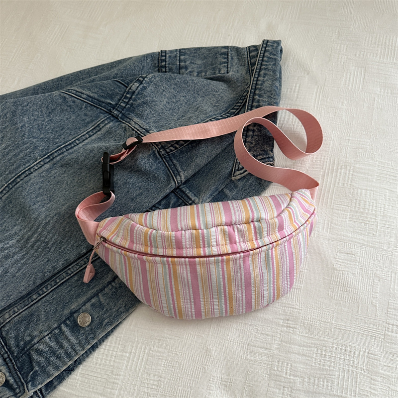 Bolso de cintura a rayas verticales japonesas inns lindos, frescos y simples, bolso de mochila, bolso de pecho para chicas