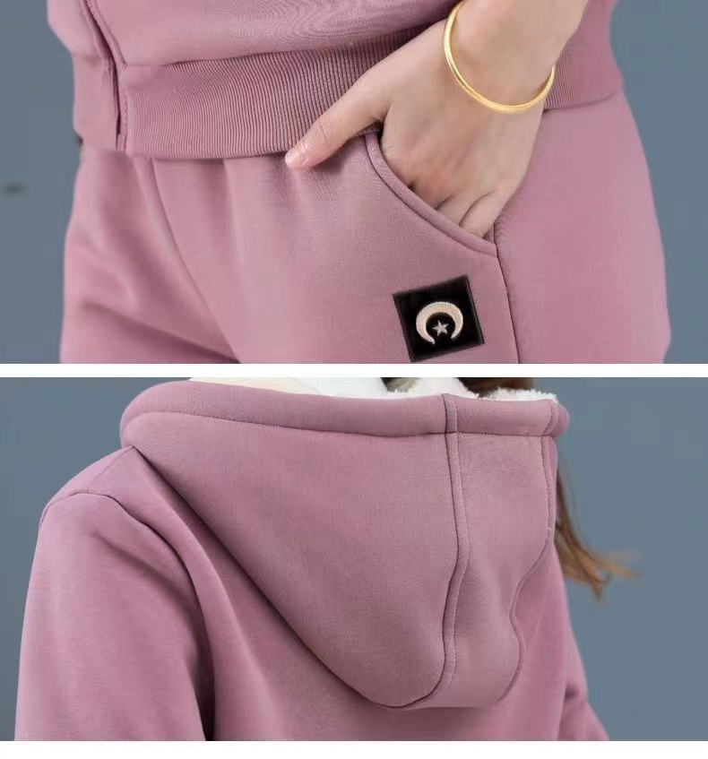 Damen Samt Trainingsanzug Set Für Damen Herbst Winter Zweiteiler_voghion.com