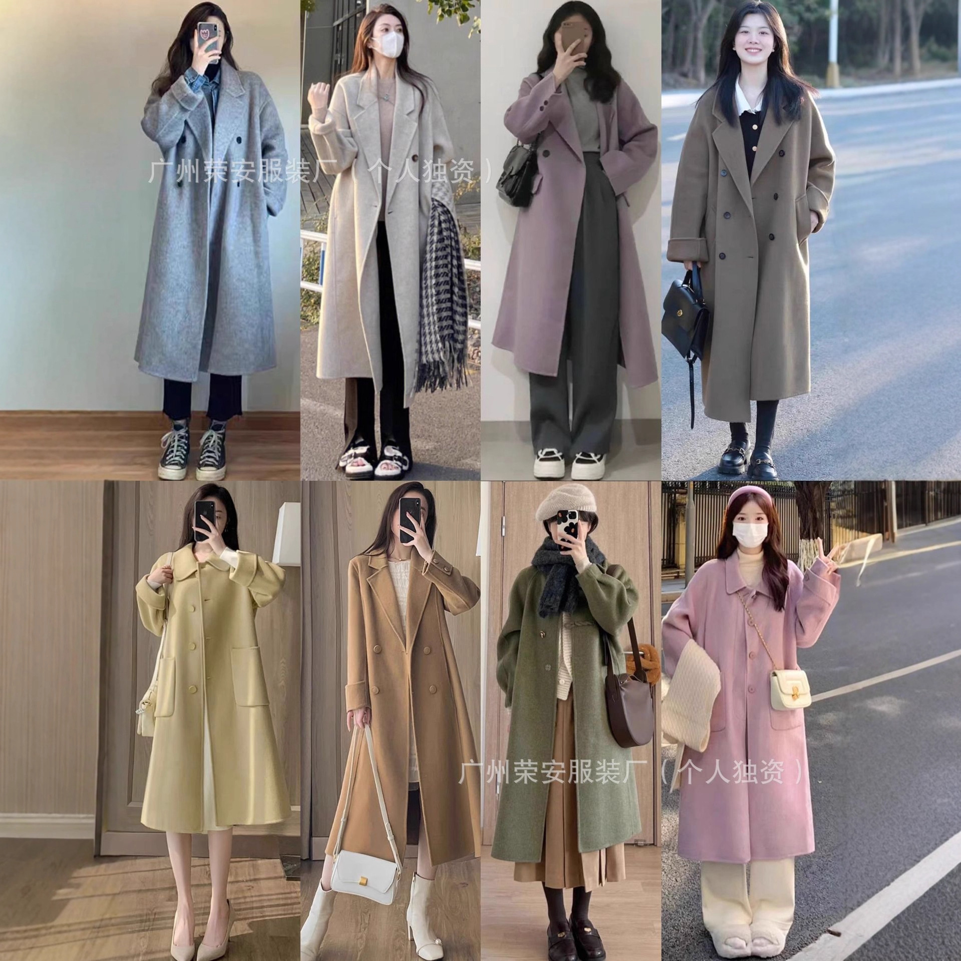 十三行秋冬季新款韩版中长款双面羊绒大衣高级感毛呢外套女装批发