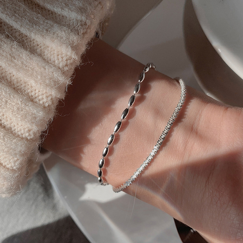 Brilliant Galaxy ~ S925 Sterling Silver Baby's Breath Bean Bracelet Sparkling Jewelry Women's High-End Design Ins Trend