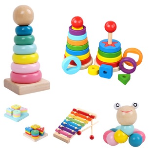 Children's Rainbow-Shaped Tower Eight-Tone Piano Four-Column Macaron Caterpillar Baby Educational Enlightenment Toy