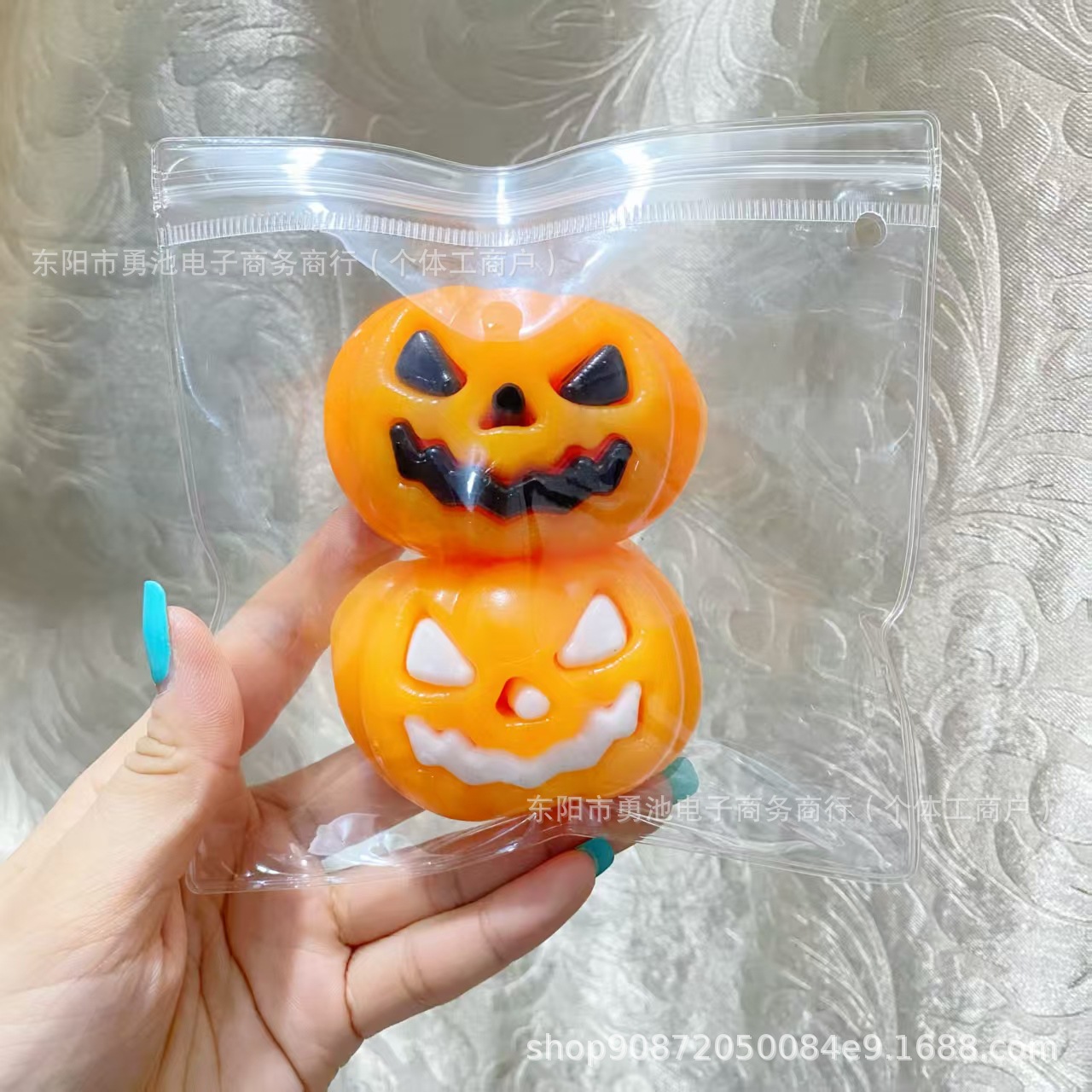 Nuevo Halloween transfronterizo descompresión ventilación pellizco juguetes de calabaza fantasma material de goma blanda super barro sensación de mano lote