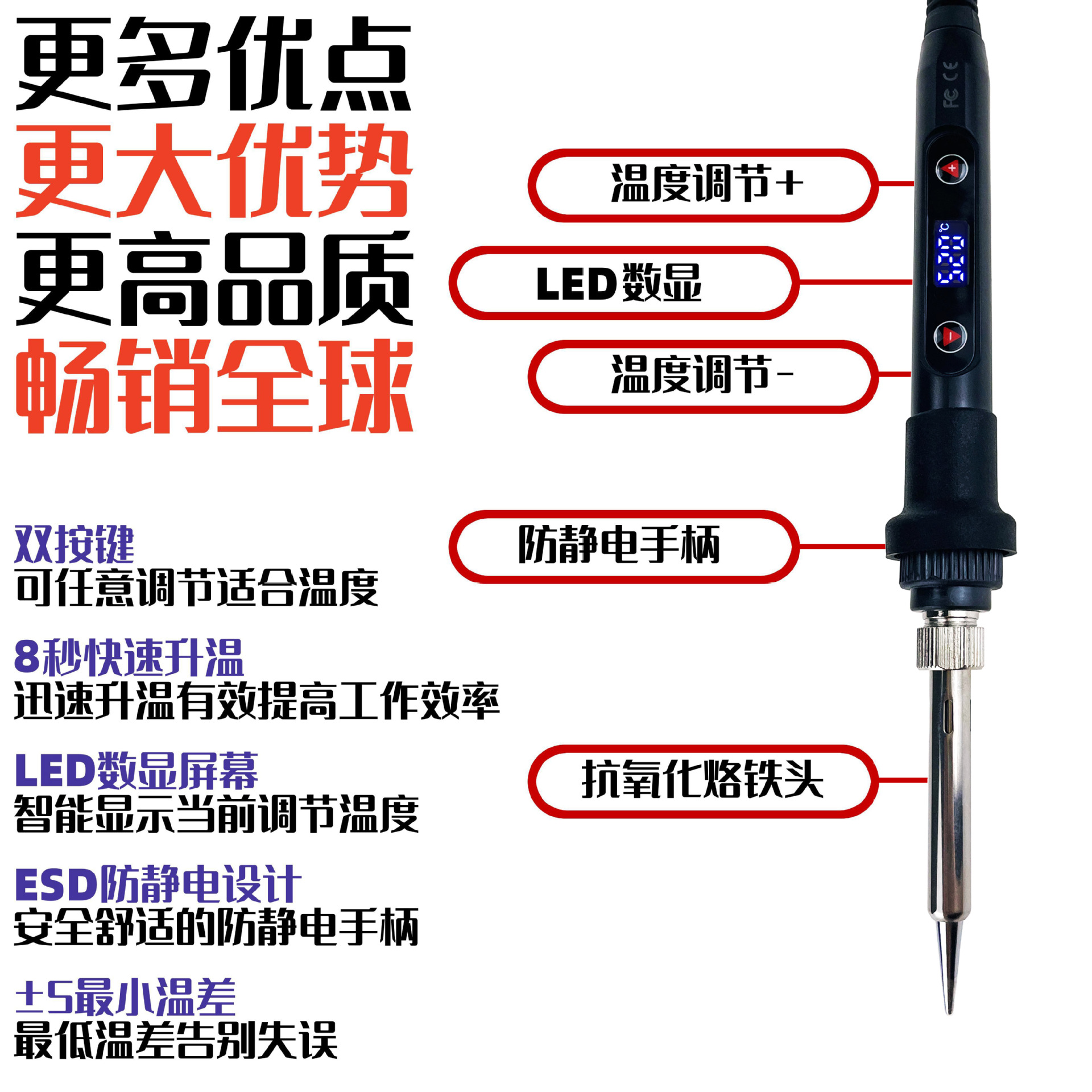 80W calefacción interna pantalla digital temperatura ajustable temperatura constante soldadura eléctrica traje eléctrico luotie soldadura eléctrica pluma herramientas de reparación del hogar
