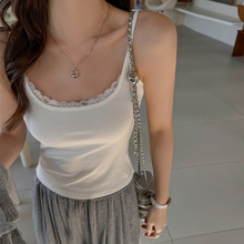 莫代尔纯欲白色蕾丝打底小背心吊带女内搭春夏季设计感可外穿上衣