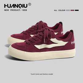 环球酒红滑板鞋男2025新款春季面包鞋百搭小众爆款美式潮鞋男鞋子