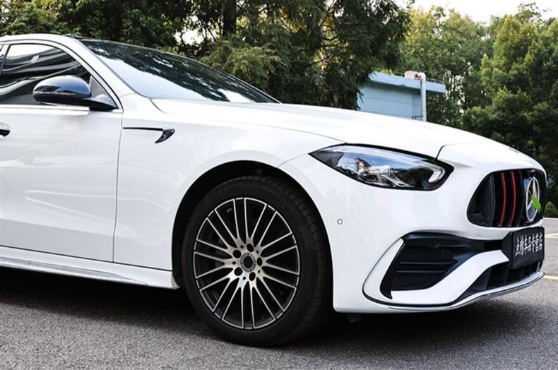 Mercedes-Benz C-Class C200L C260L modified with C63S-style side vent trim, rear emblem, lettering, side fender decals, and car logo