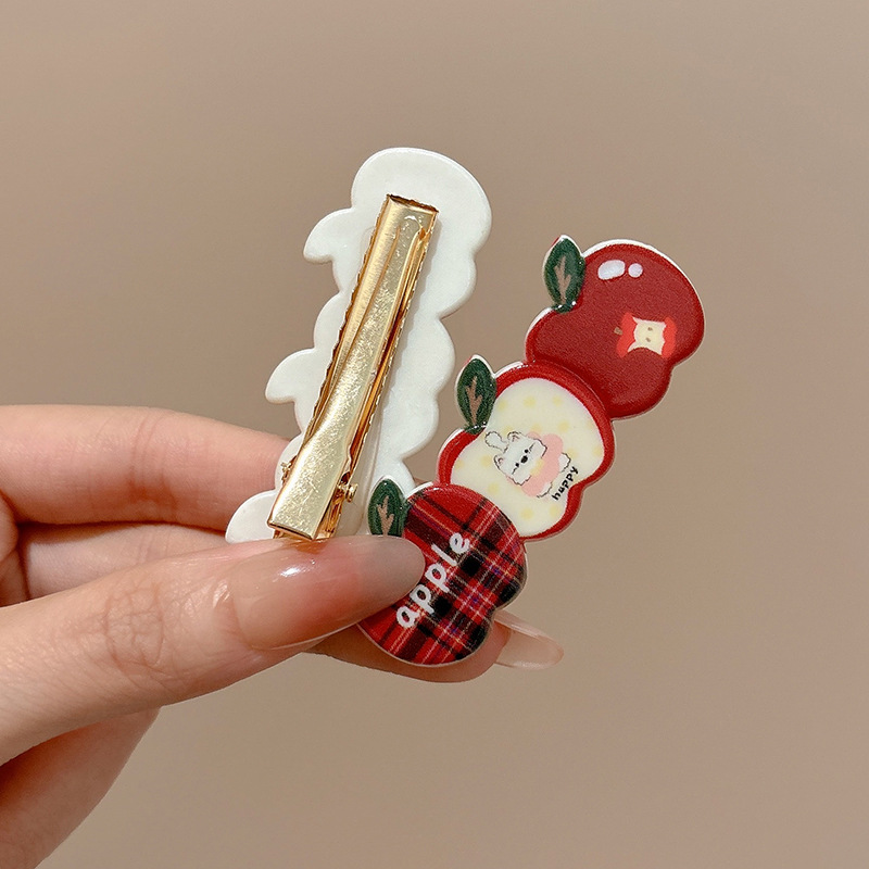 Cute anchor broca de cabello de manzana roja de alta calidad frente broca de cabello lateral broca de cabello de boca de pato tocado