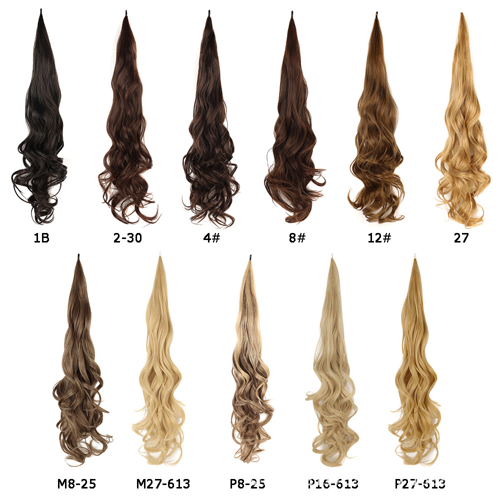 El Comercio exterior transfronterizo europeo y americano de fibra química Peluca de 32 pulgadas gran pelo Cola de Caballo enrollamiento extensión del pelo palo mágico Cola de Caballo hembra