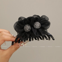 2024新款盘发抓夹带水钻夹子高端优雅发饰后脑勺女头饰高级感头花