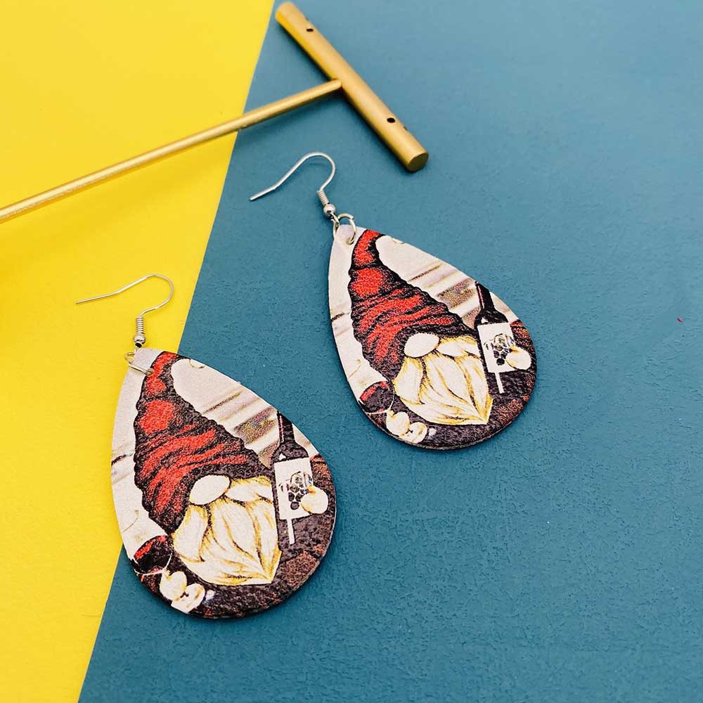 Cartoon Style Plaid Water Droplets Pu Leather Women's Earrings 1 Pair display picture 3