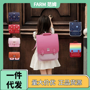 zoyzoii children's schoolbag primary school student retro backpack boys and girls first to third grade spine protection ultra-light square bag
