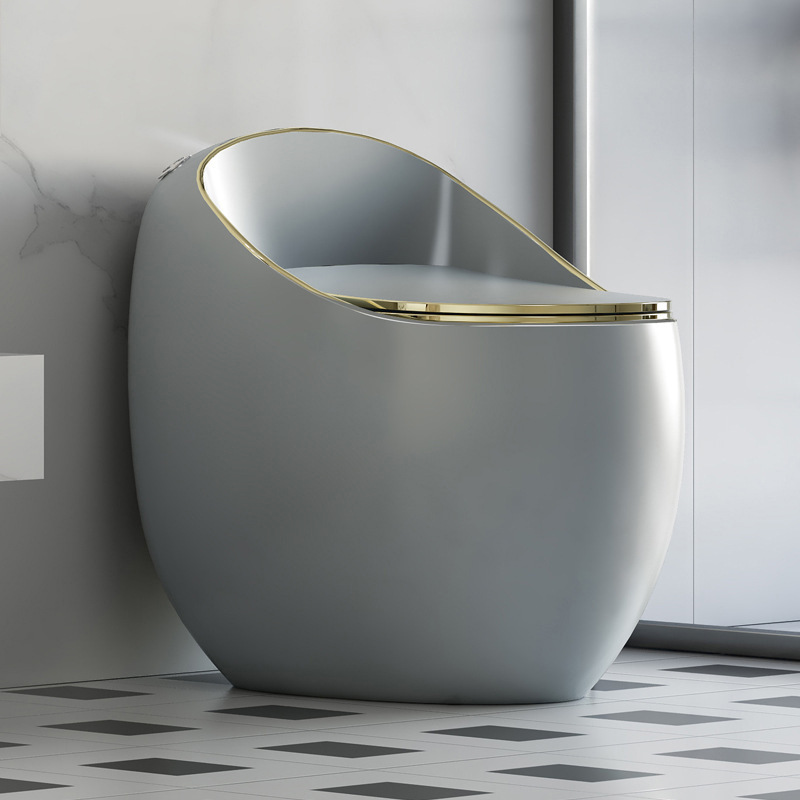 Venta al por mayor inodoro de cerámica creativo simple inodoro en forma de huevo pequeño apartamento sifón mudo hogar integrado baño inodoro