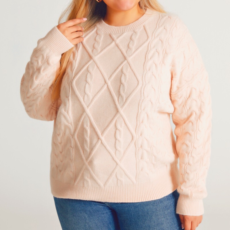 Amazon Autumn and Winter Large Size Bottoming Shirt with Twist Knitted Sweater Lazy Style Pullover Long Sleeve Sweater on Big Sale